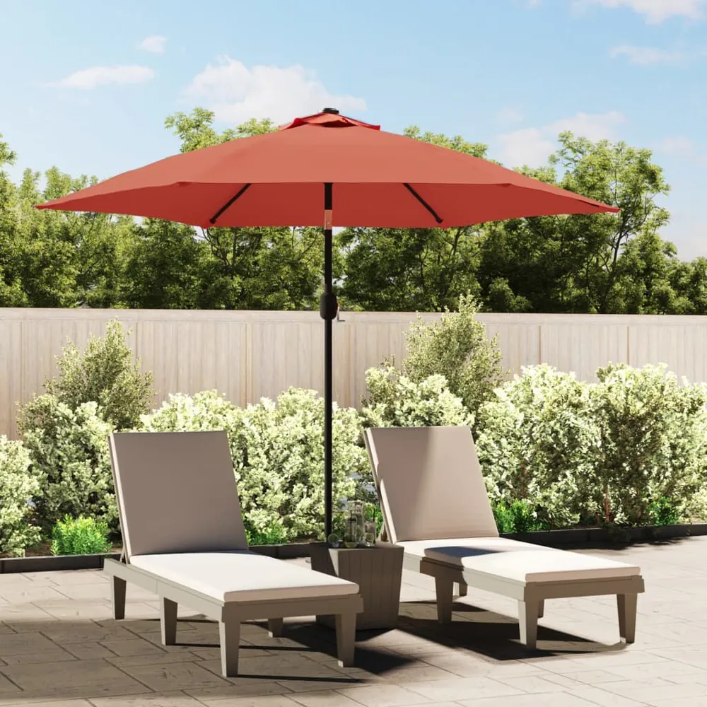 Lanterne murale Parasol de jardin avec lumières LED et mât en acier terre cuite