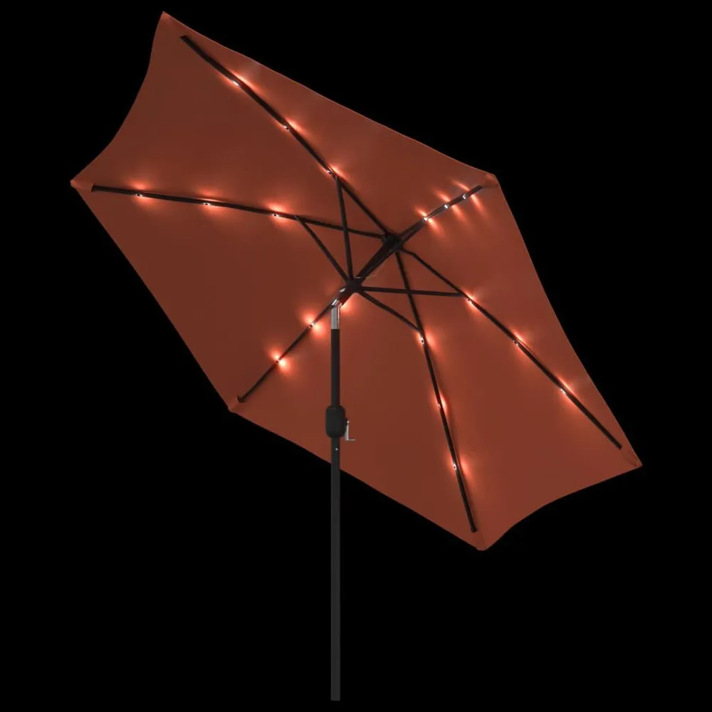 Lanterne murale Parasol de jardin avec lumières LED et mât en acier terre cuite