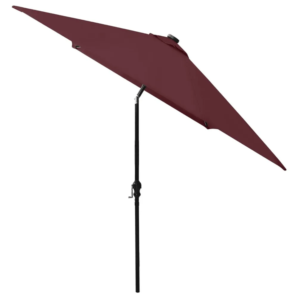 Parasol de jardin avec LED et mât en acier rouge bordeaux 2x3 m Autonomie : 12 heures