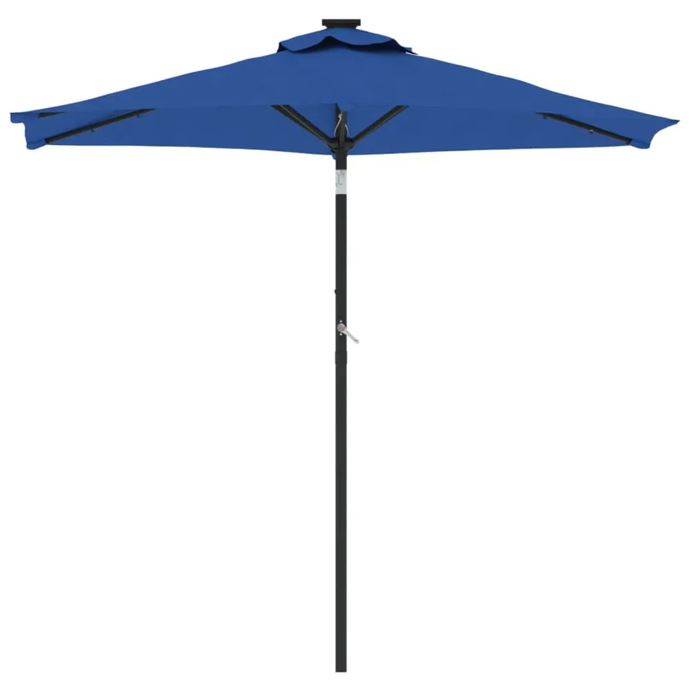 Parasol de jardin LED mât en acier bleu azuré 225x225x212 cm