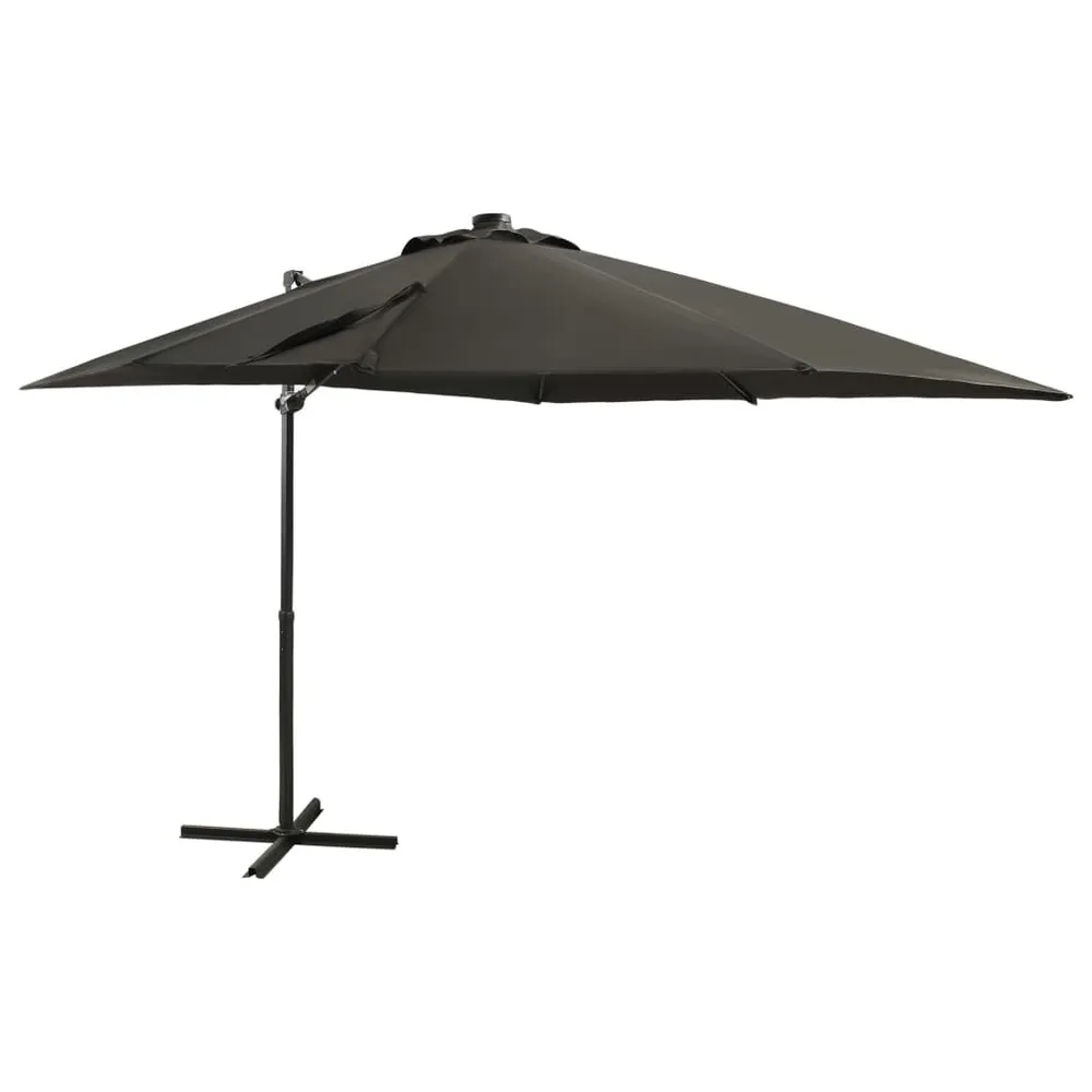 Parasol de jardin en porte-à-faux avec mât et lumières LED pour sécurité périmétrique