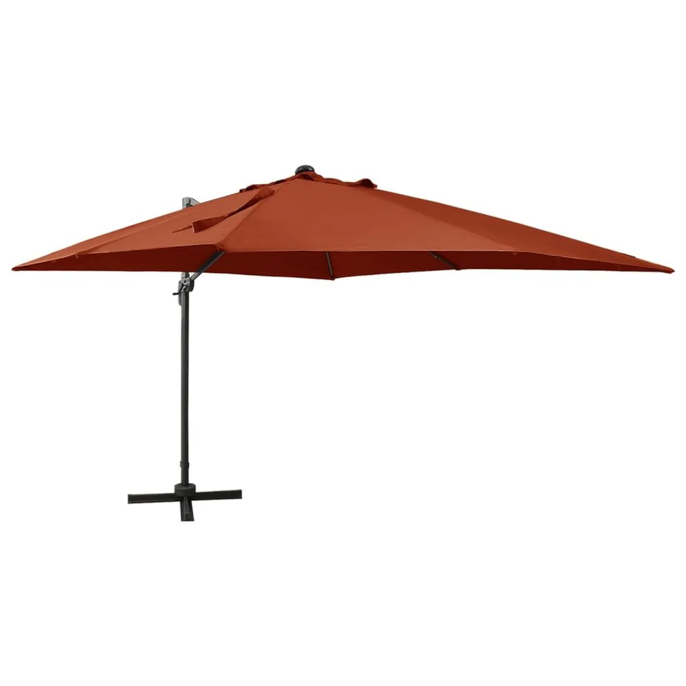 Parasol de jardin en porte-à-faux avec mât et lumières LED en finition anthracite