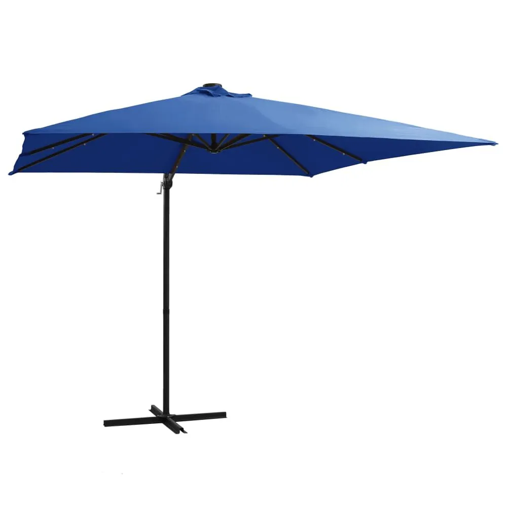 Parasol de jardin en porte-à-faux lumières LED et mât en acier en finition anthracite