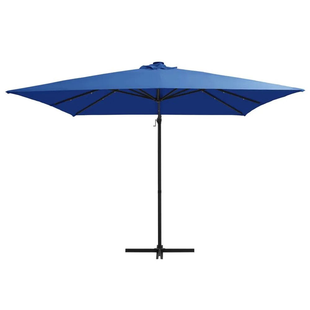 Parasol de jardin en porte-à-faux lumières LED et mât en acier en finition anthracite