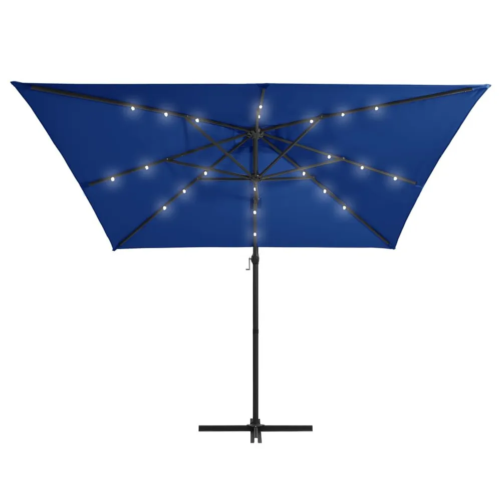 Parasol de jardin en porte-à-faux lumières LED et mât en acier en finition anthracite