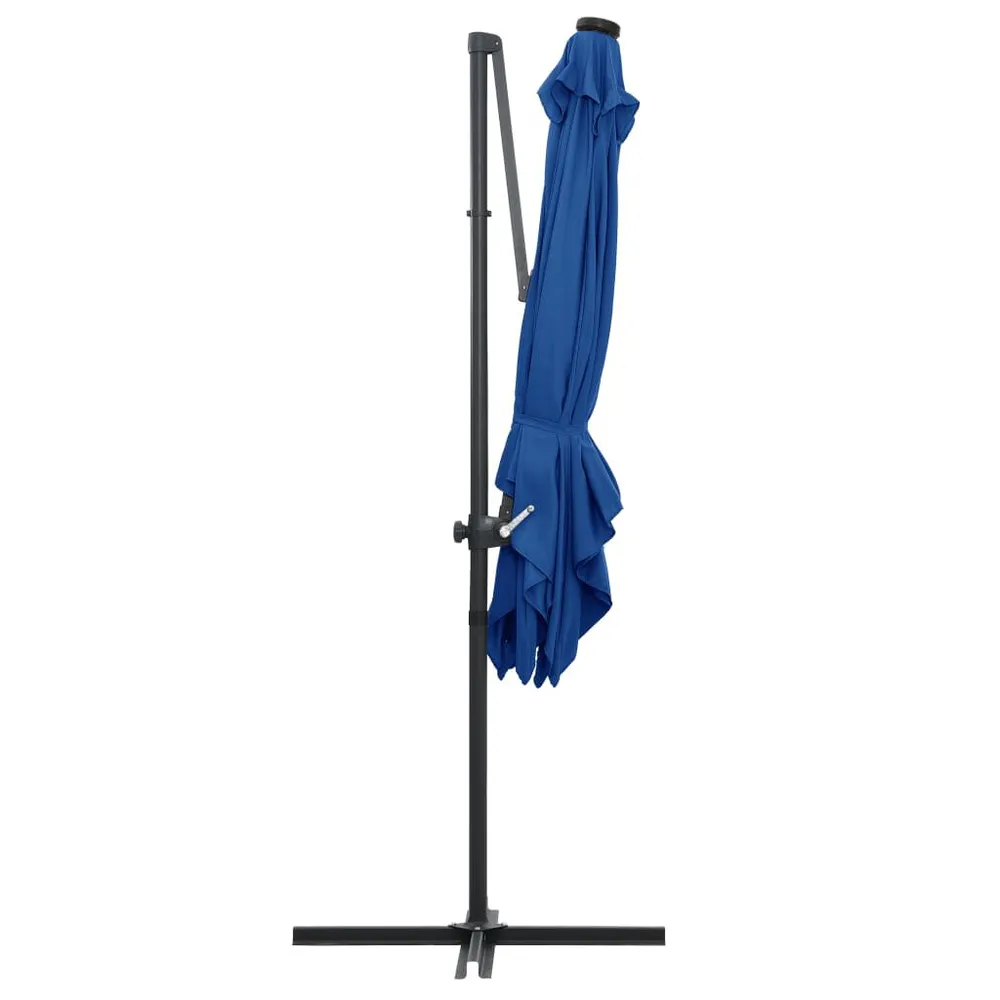 Parasol de jardin en porte-à-faux lumières LED et mât en acier en finition anthracite