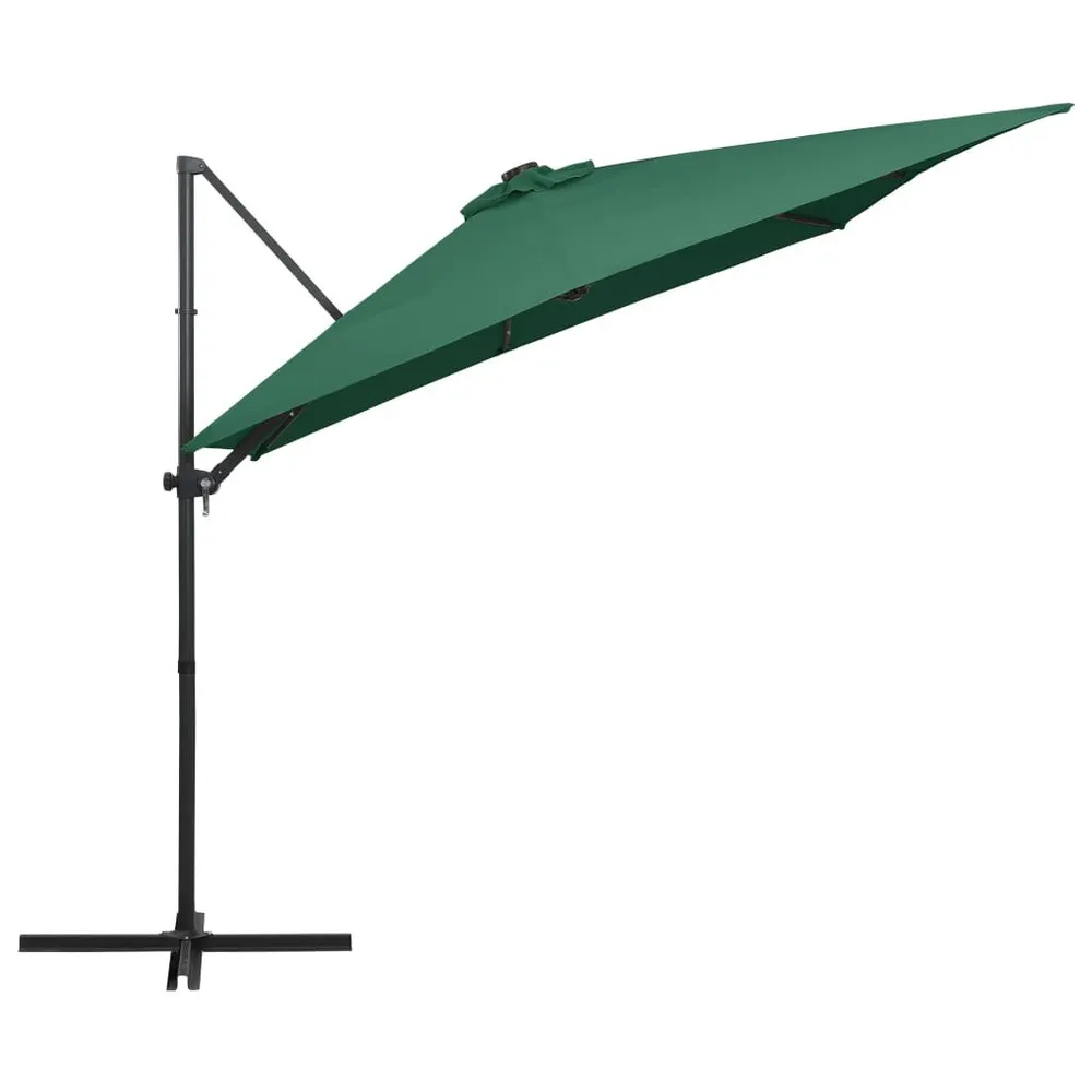 Parasol de jardin en porte-à-faux lumières LED et mât en acier compatible avec système solaire