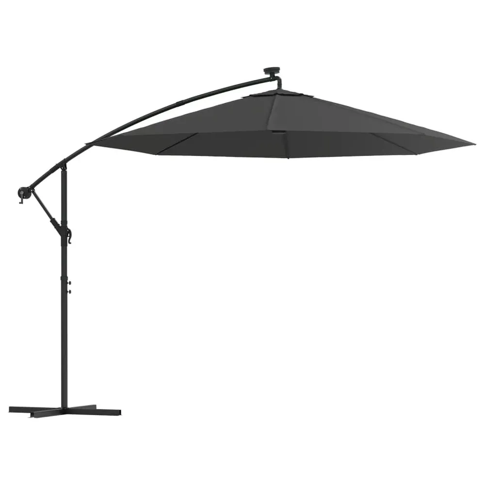 Parasol de jardin en porte-à-faux et lumières LED mât en acier avec kit de fixation
