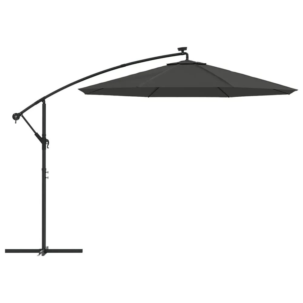 Parasol de jardin en porte-à-faux et lumières LED mât en acier avec kit de fixation