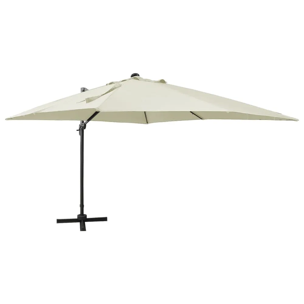 Poteau d'éclairage Parasol de jardin en porte-à-faux et mât et lumières LED sable