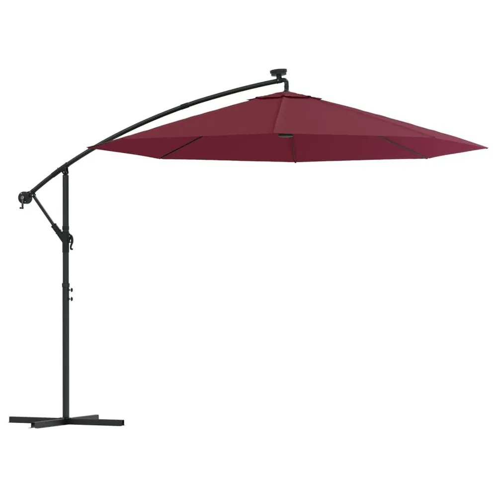 Professionnel Parasol de jardin en porte-à-faux et lumières LED mât en acier