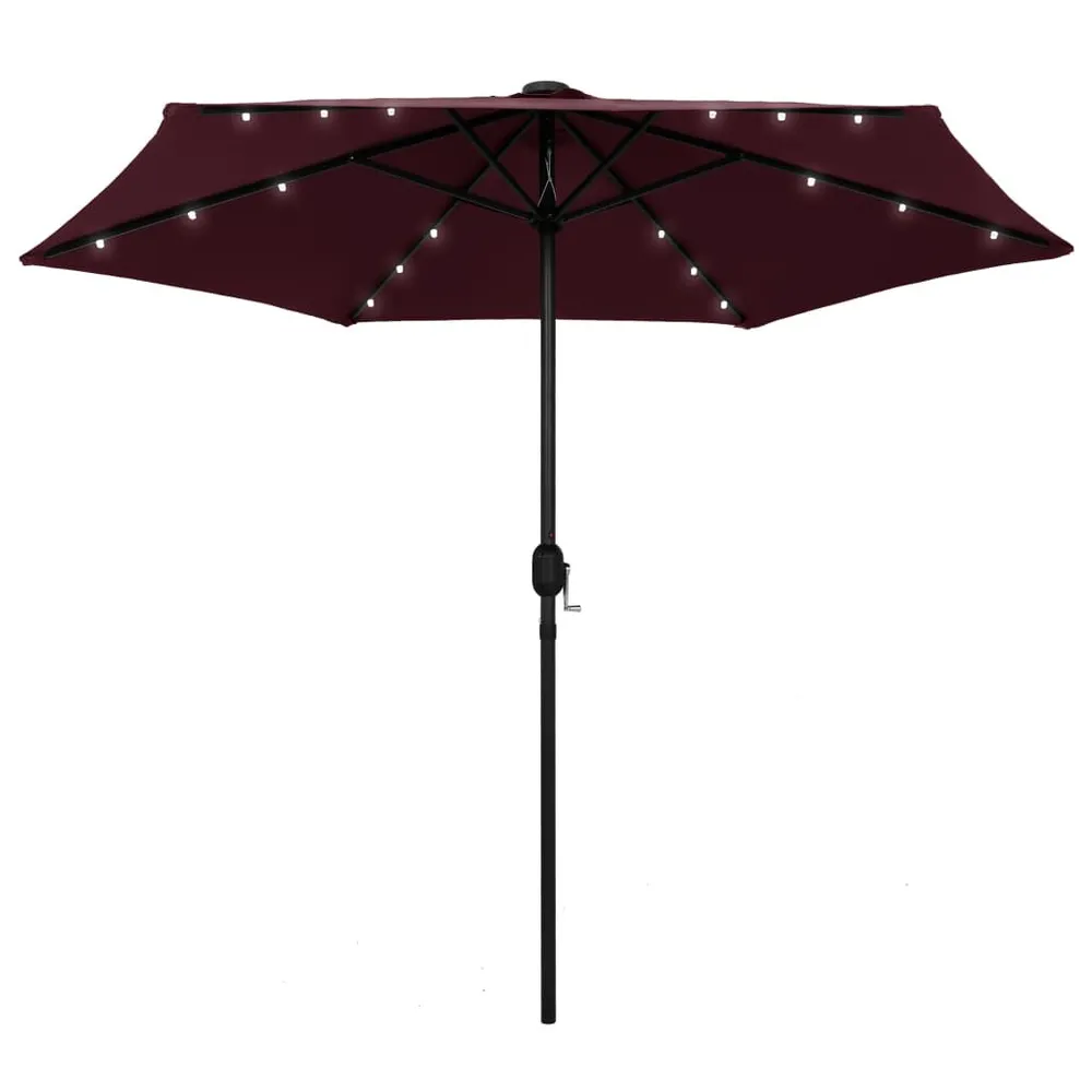 Projecteur à détection Parasol de jardin lumières LED et mât aluminium rouge bordeaux