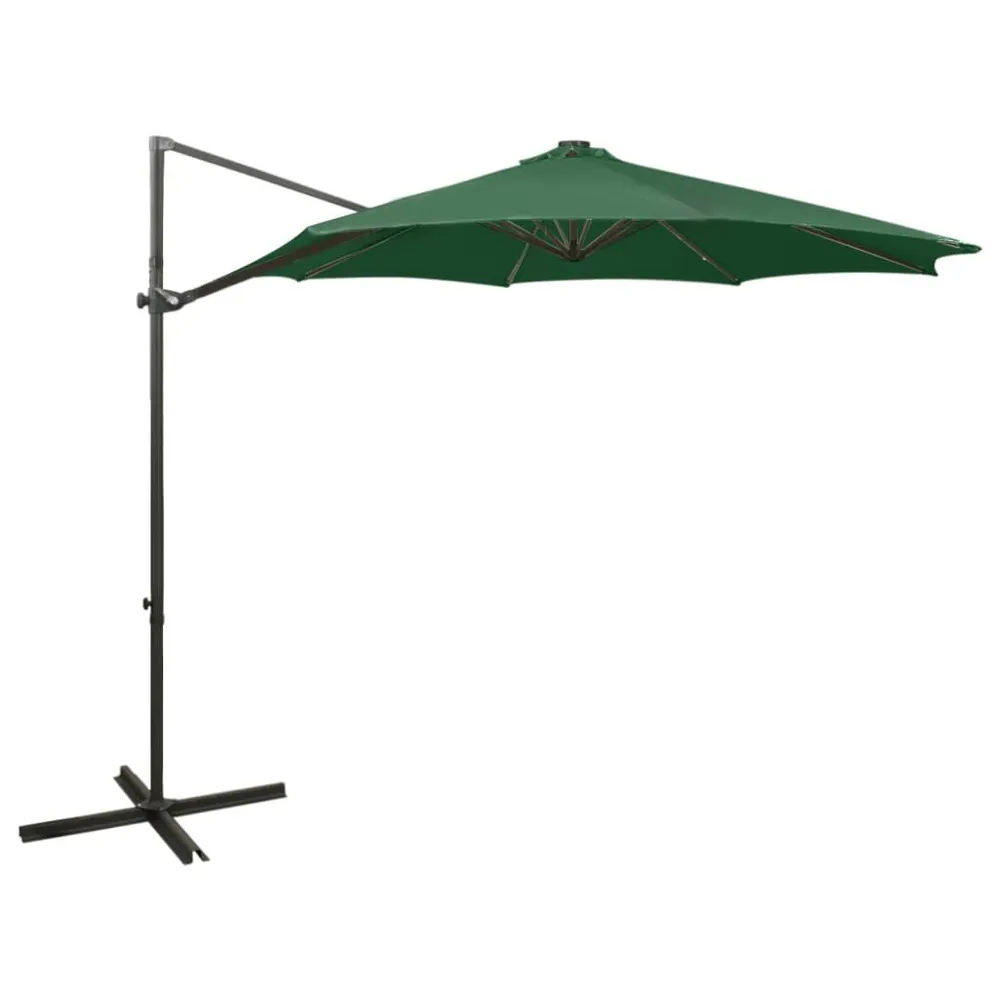 Projecteur à détection Parasol de jardin en porte-à-faux et mât et lumières LED vert