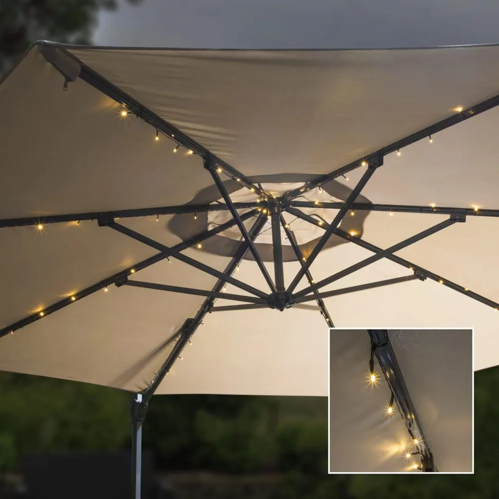 Projecteur solaire HI Guirlande lumineuse à LED pour Parasol 130 cm