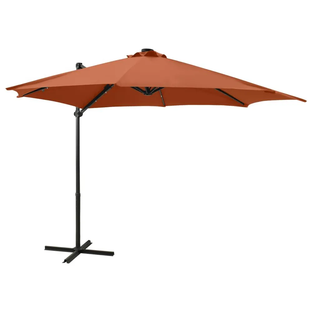Projecteur solaire Parasol de jardin en porte-à-faux avec mât et lumières LED