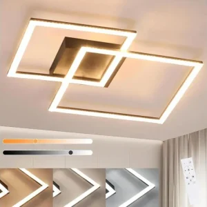Applique design NETTLIFE Plafonnier LED 3000K-6500K, 54W Lampe de Cuisine à Intensité Variable Noir Design Novateur Carrés...