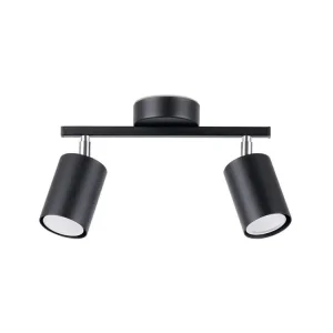 Applique design Plafonnier minimaliste en acier - 2 sources lumineuses - L.26 x H.20 cm - noir