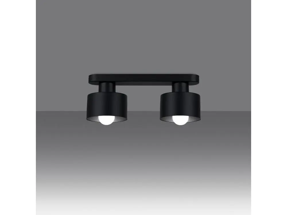 Éclairage Décoratif LED Plafonnier tendance en acier - 2 sources lumineuses - L.34 x H.13 cm - noir
