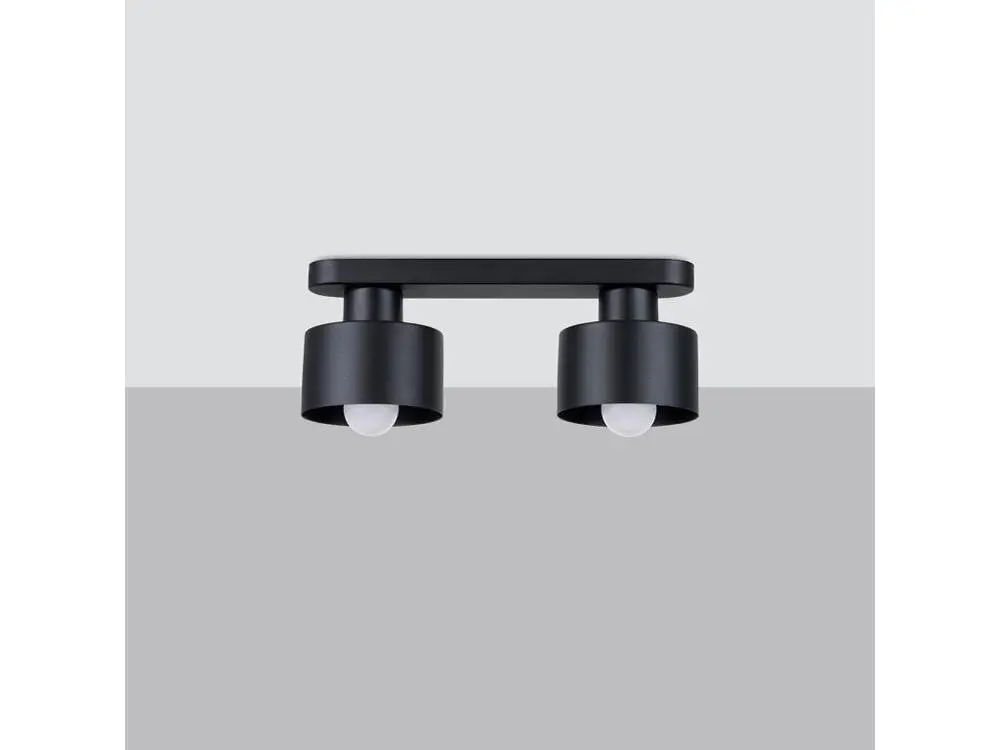 Éclairage Décoratif LED Plafonnier tendance en acier - 2 sources lumineuses - L.34 x H.13 cm - noir