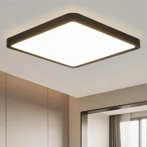 Guirlande lumineuse NETTLIFE Plafonnier LED Plat pour Chambre à Coucher Noir 23cm Chambre à Coucher 18W Lampe de Lampe de...