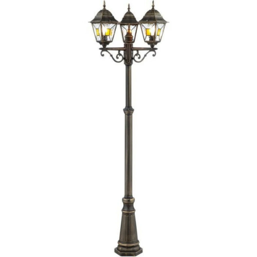 Kit d'Éclairage Ambiance Janel lampadaire extérieur, noir dore, e27 max 3x60w, ampoule non incluse