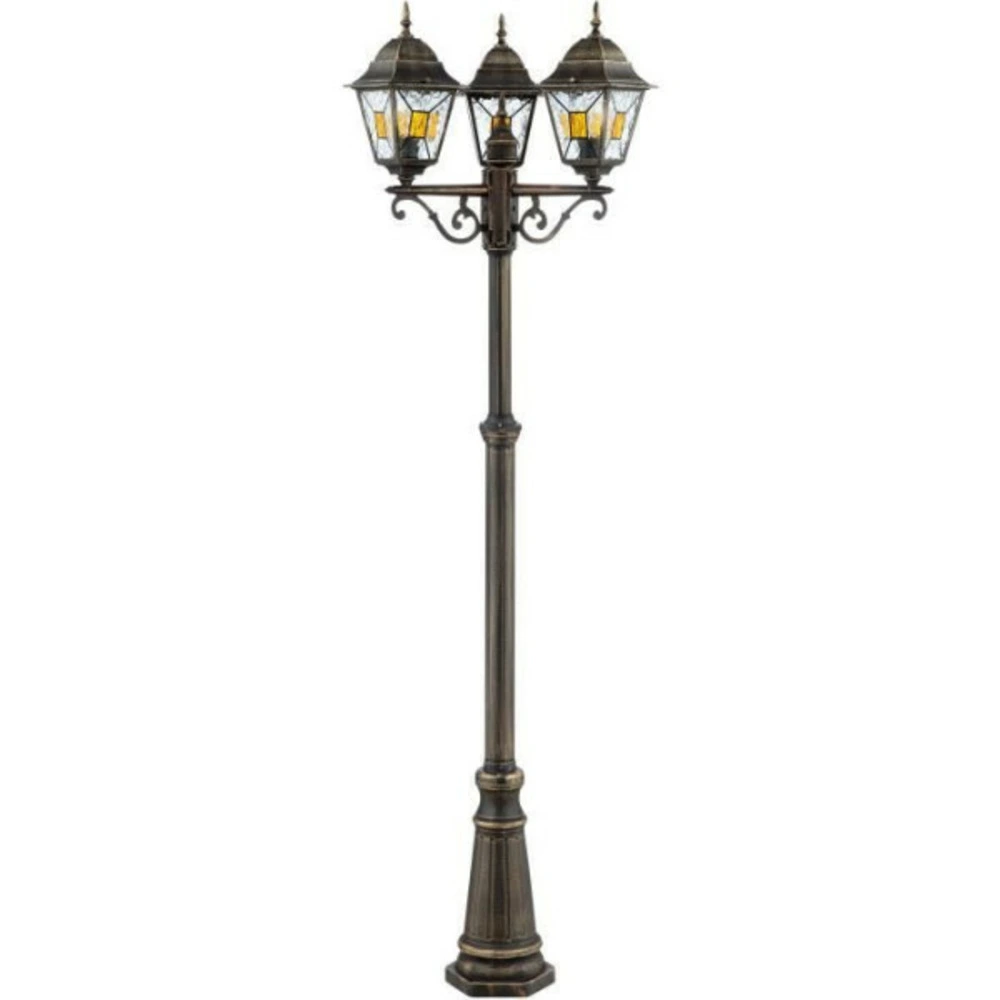 Kit d'Éclairage Ambiance Janel lampadaire extérieur, noir dore, e27 max 3x60w, ampoule non incluse