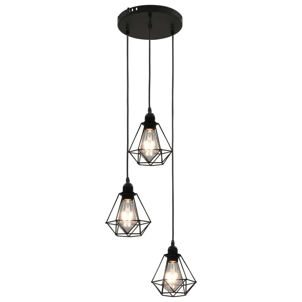 Kit d'Éclairage Ambiance Plafonnier avec design de diamant Noir 3 ampoules E27