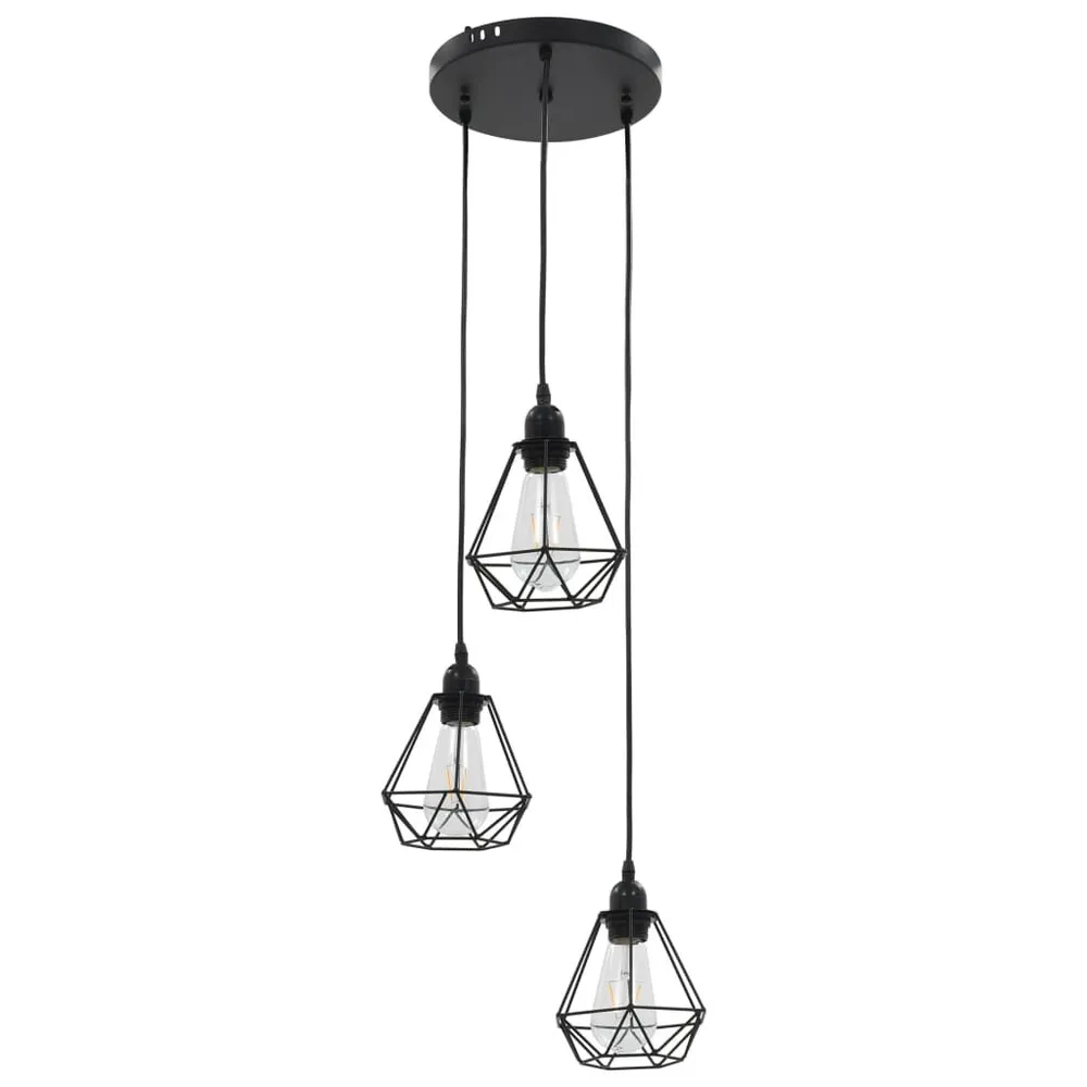Kit d'Éclairage Ambiance Plafonnier avec design de diamant Noir 3 ampoules E27