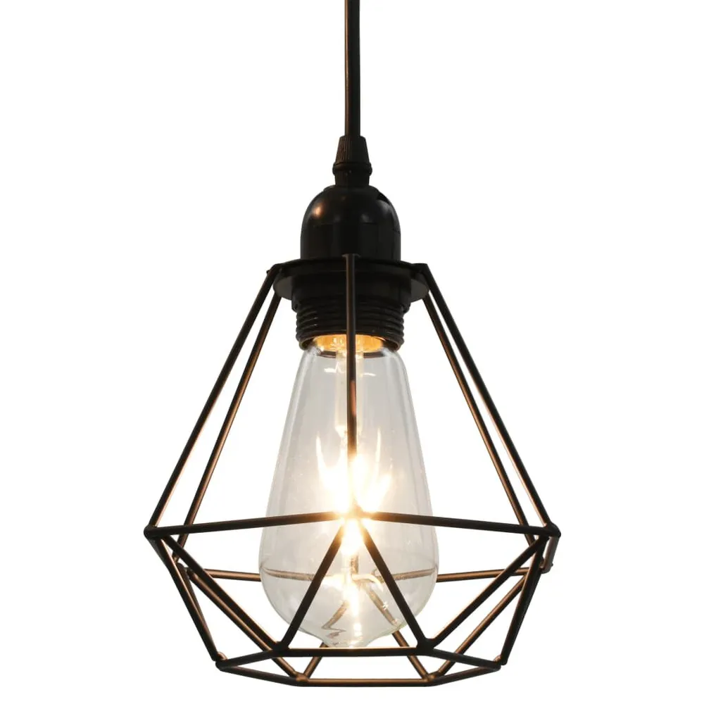 Kit d'Éclairage Ambiance Plafonnier avec design de diamant Noir 3 ampoules E27