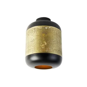 Lampe à lave Plafonnier vieux style noir avec laiton - Kayleigh