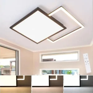 Lampe à sel NETTLIFE Plafonnier LED 46W Salon Noir Lampe de Cuisine Récent à Intensité Variable avec Design Ciel Étoilé po...