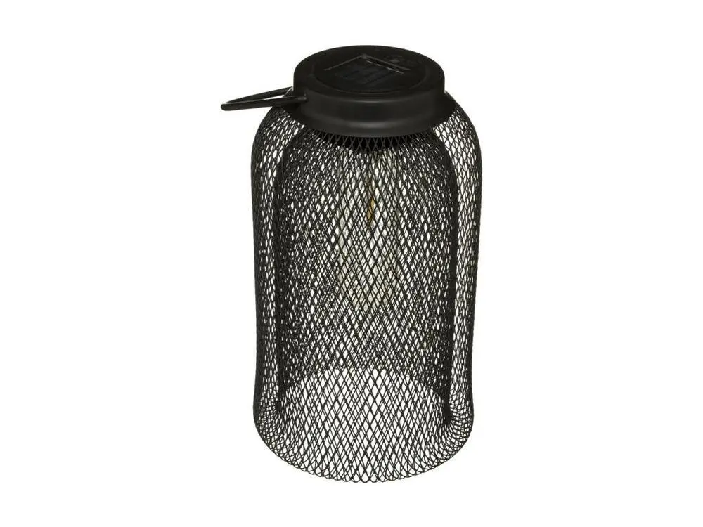 Luminaire en forme Lampe solaire en métal noir D 16 x H 26 cm à poser ou à suspendre