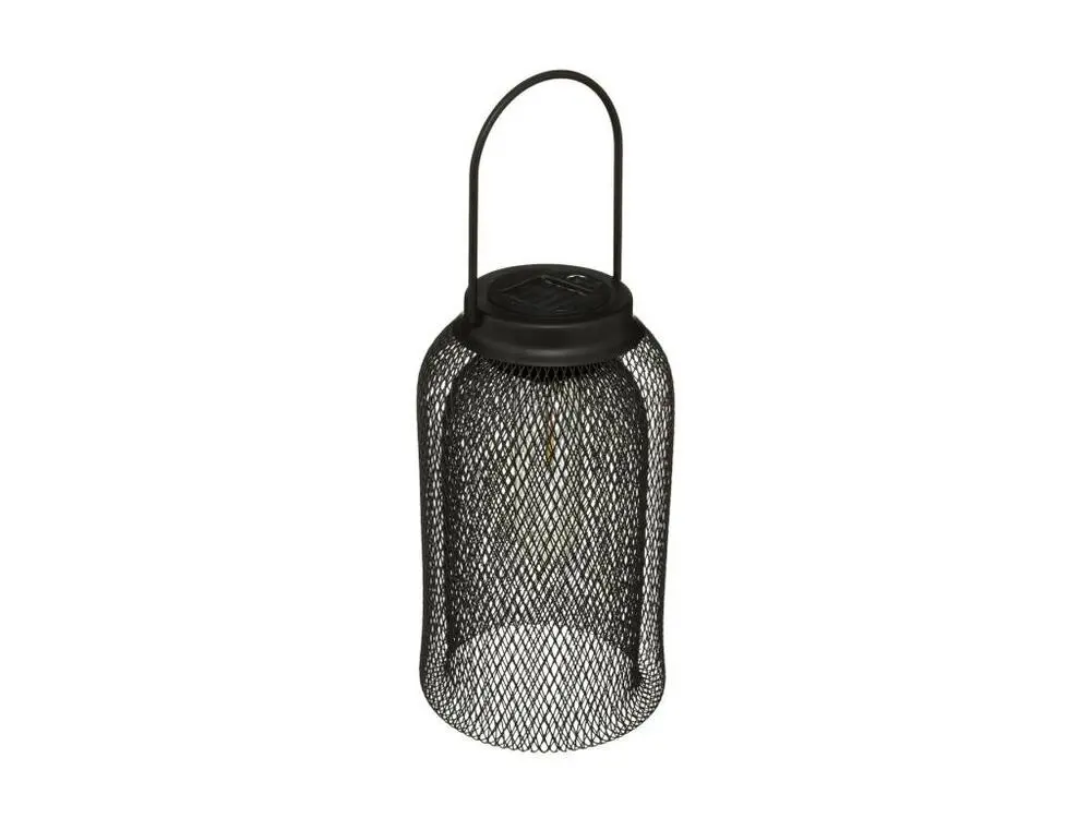 Luminaire en forme Lampe solaire en métal noir D 16 x H 26 cm à poser ou à suspendre