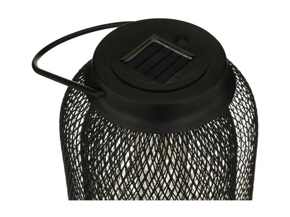 Luminaire en forme Lampe solaire en métal noir D 16 x H 26 cm à poser ou à suspendre