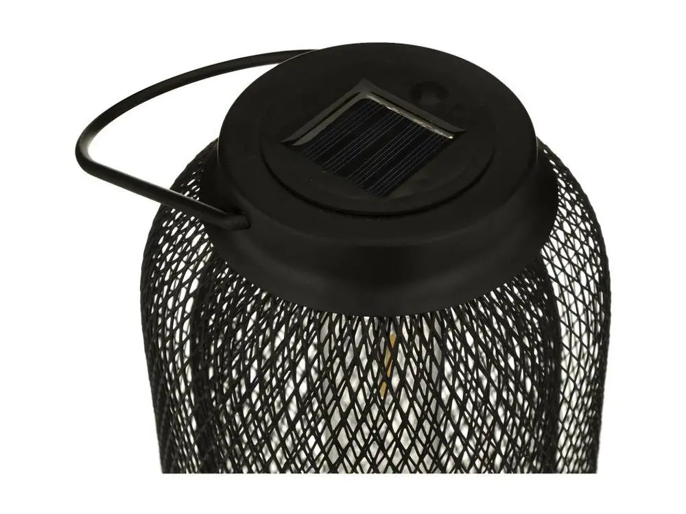 Luminaire en forme Lampe solaire en métal noir D 16 x H 26 cm à poser ou à suspendre