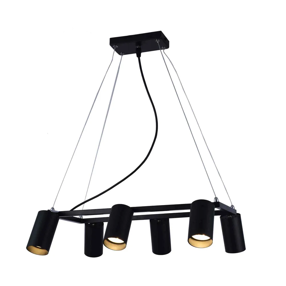 Lustre à cristaux Luminaire suspendu noir à 6 lumières de la collection Palmer, 17,7" x 39,3"