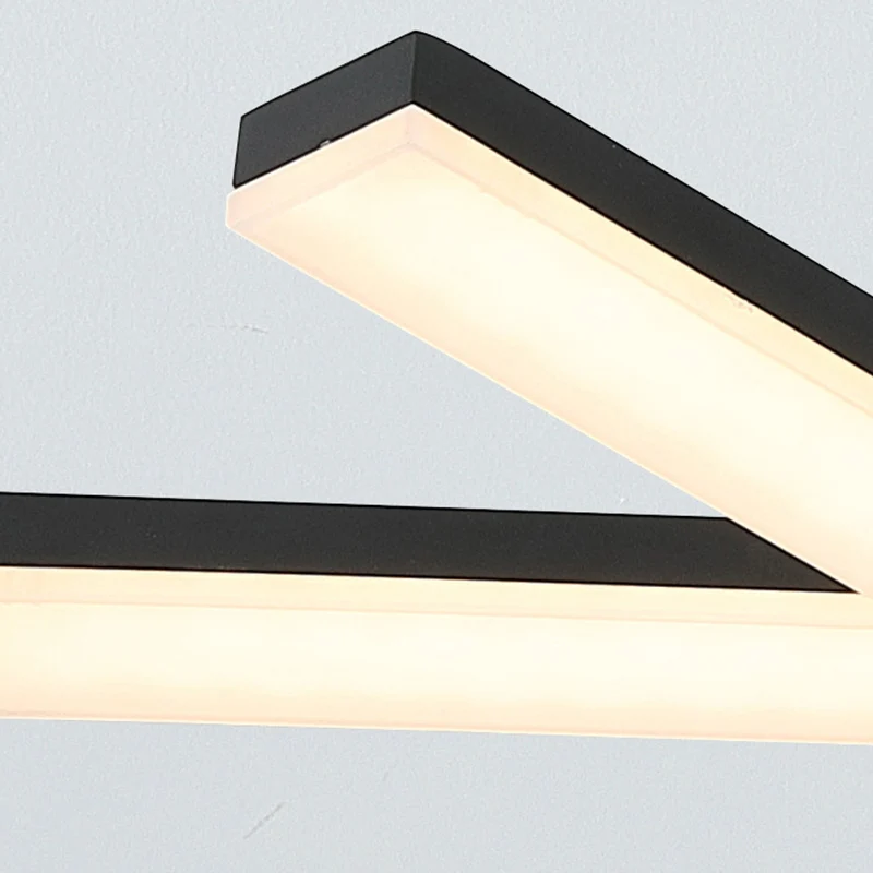 Lustre à cristaux Plafonnier linéaire noir Modernisme en métal de 27 po de étendu Luminaire encastré à LED en lumière natu...