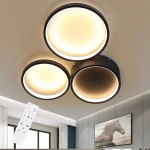 NETTLIFE Plafonnier LED 43,5 * 35,5 * 6CM ,38W Dimmable Noir Éclairage de Plafond Novateur avec de Lampe de Bureau de Cuis...