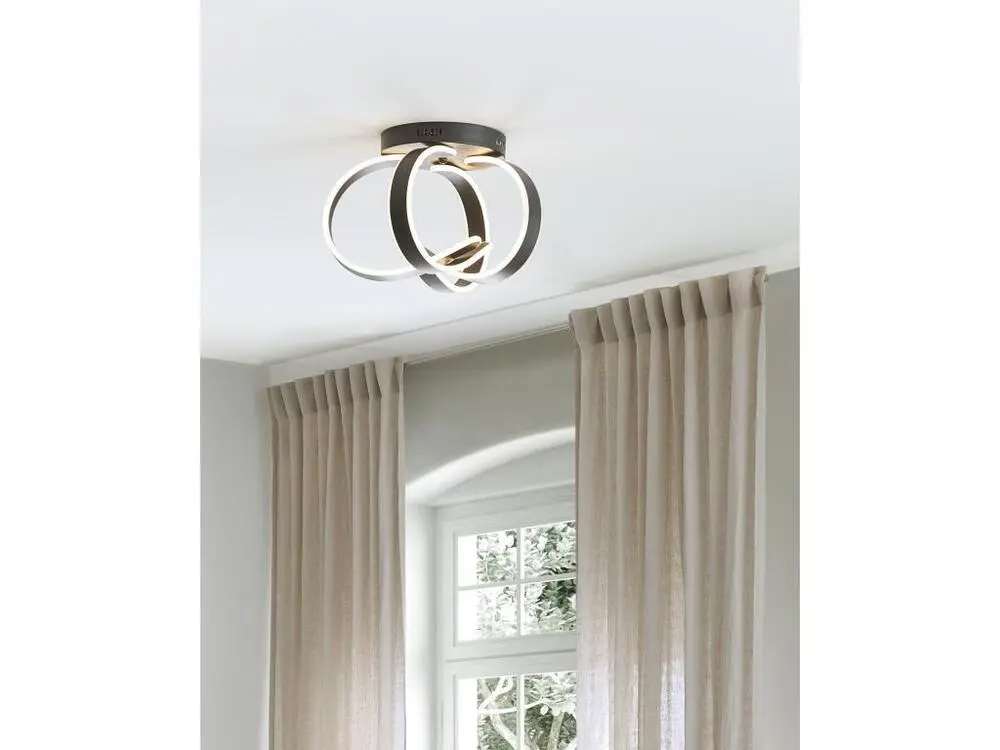 Plafonnier LED en métal noir NURA avec télécommande