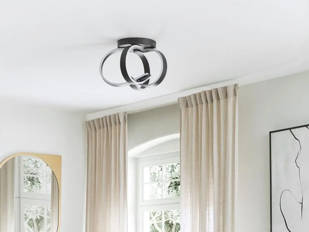 Plafonnier LED en métal noir NURA avec télécommande