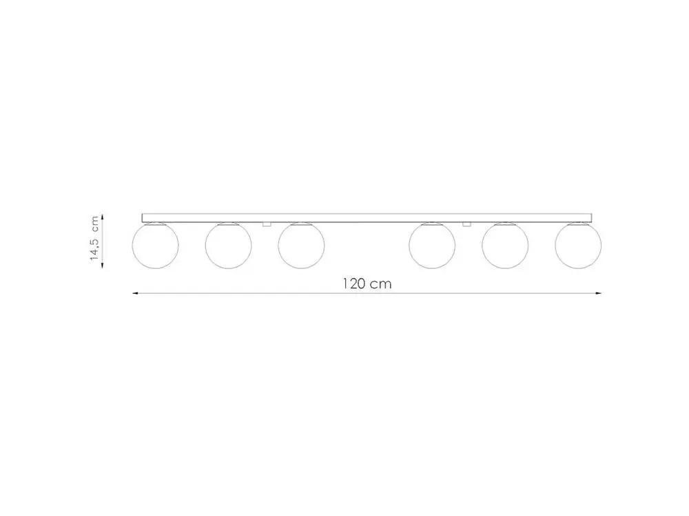 Plafonnier novateur en acier / verre - 6 sources lumineuses - L.120 x H.14,5 cm - noir