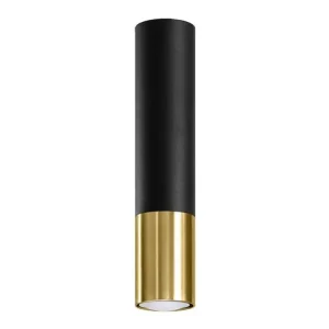 Plafonnier tendance en acier - 1 sources lumineuses - L.6 x H.29 cm - noir, doré Éclairage chaud 2700K
