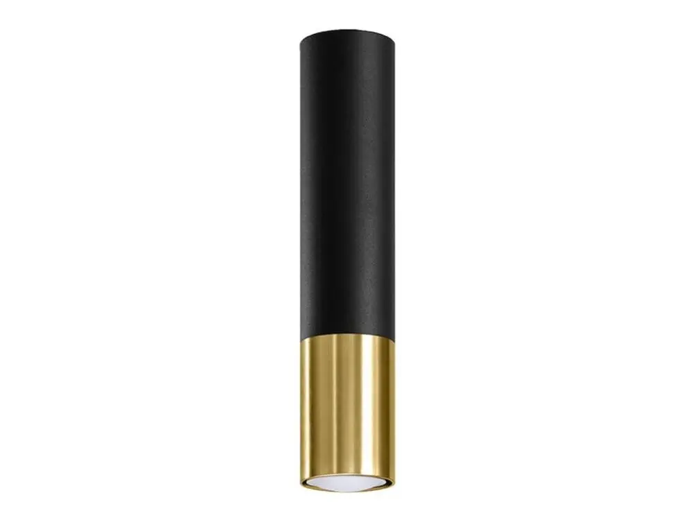 Plafonnier tendance en acier - 1 sources lumineuses - L.6 x H.29 cm - noir, doré Éclairage chaud 2700K