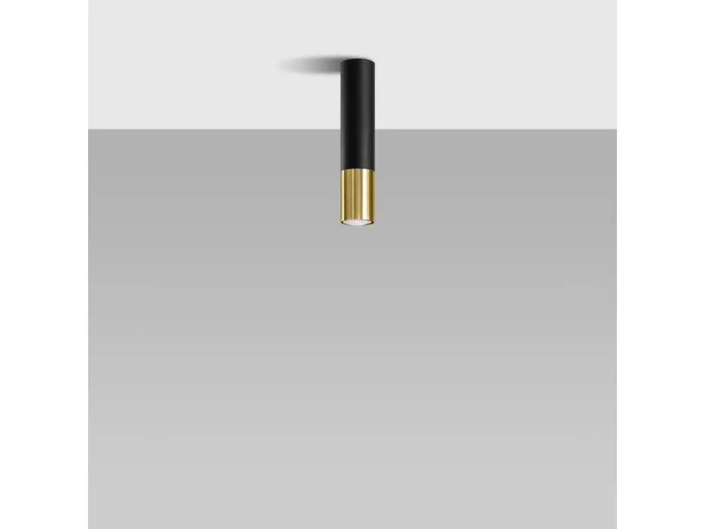 Plafonnier tendance en acier - 1 sources lumineuses - L.6 x H.29 cm - noir, doré Éclairage chaud 2700K
