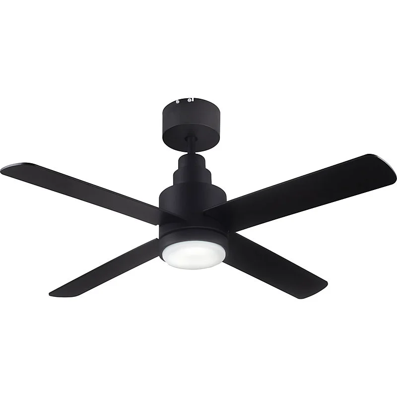 Ventilateur de plafond avec éévidentage GoodHome Burbank coloris noir pour pièce de 15 m² Ø.106 cm avec base en bois