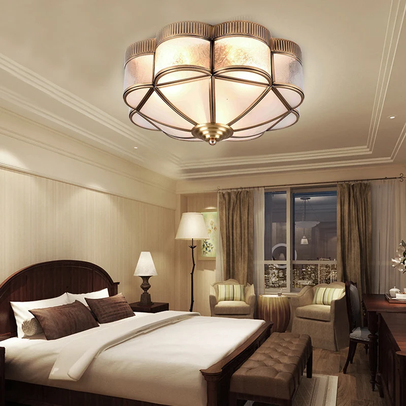 Éclairage de plafond pour chambre à coucher en forme de fleur, luminaire de plafond traditionnel en métal à 3/4/6 têtes en...