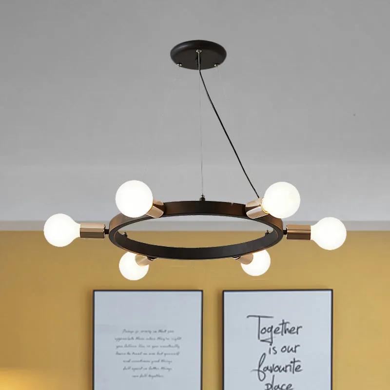 Luminaire de plafond circulaire en métal noir, luminaire industriel pour Loft, 6/8/12 lumières, luminaire décoratif de pla...