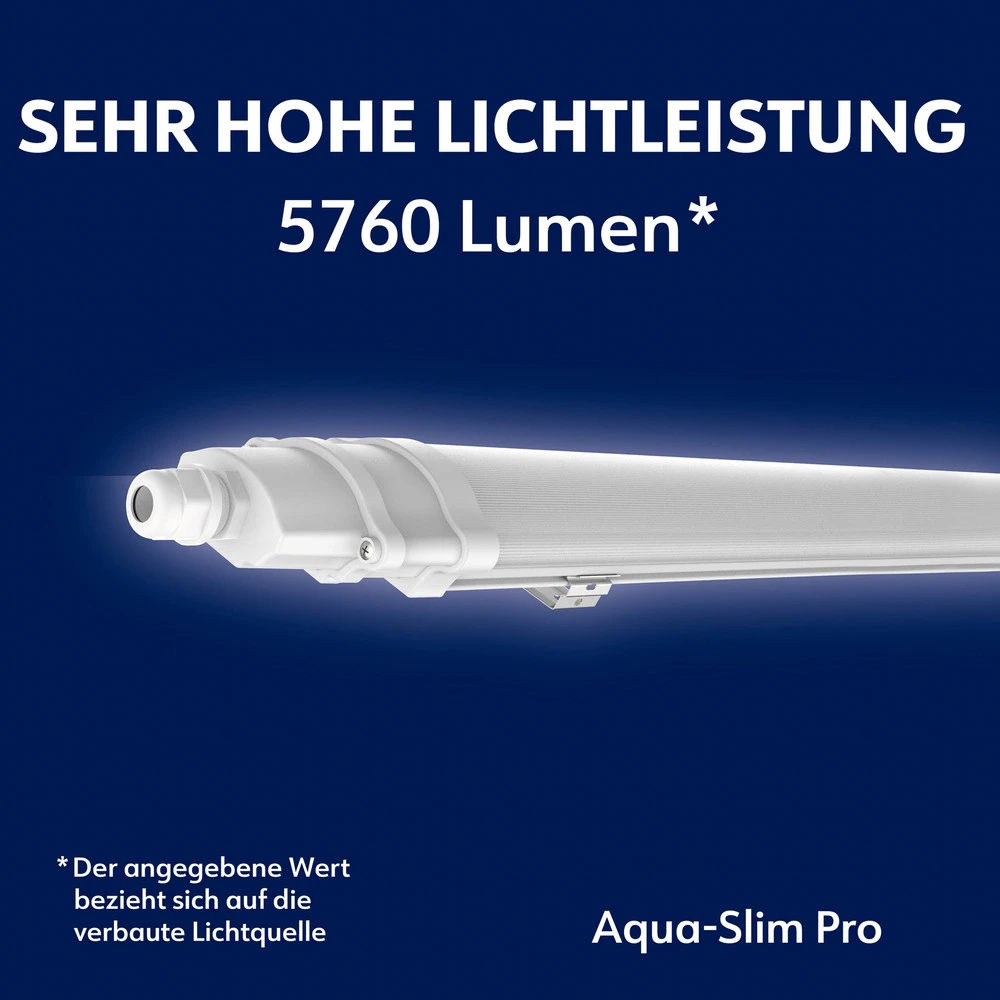 Luminaire à vasque LED Aquaslim, longueur 127 cm, IP65, plastique Haute efficacité énergétique