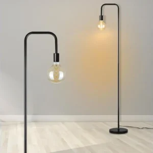 NETTLIFE Lampadaire Salon Rétro Lampadaire noir avec interrupteur à pied Métal industriel E27 Lampadaire design Lampe de s...