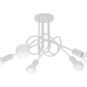 Professionnel Haute Performance Plafonniers industriel en acier - 5 sources lumineuses - L.55 x H.35 cm - blanc